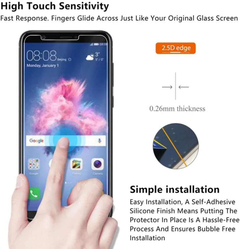 بسته 3 عددی محافظ صفحه نمایش شیشه ای حرارت دیده MIBQM، مناسب برای گوشی های هوآوی Huawei Y7 2019 Y6 Y6p Y5 Y5p Y8p Y9 Prime 2019 Y9S Y9a Y7a Y6S و Huawei Y6 Prime 2019