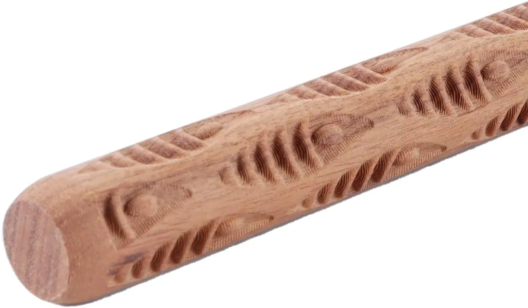 غلتک دستی ابزار سفالگری Hoite، مجموعه 5 عددی، غلتک گِلی با بافت چوبی، میله منقش برای غلتک طرح دار گِل