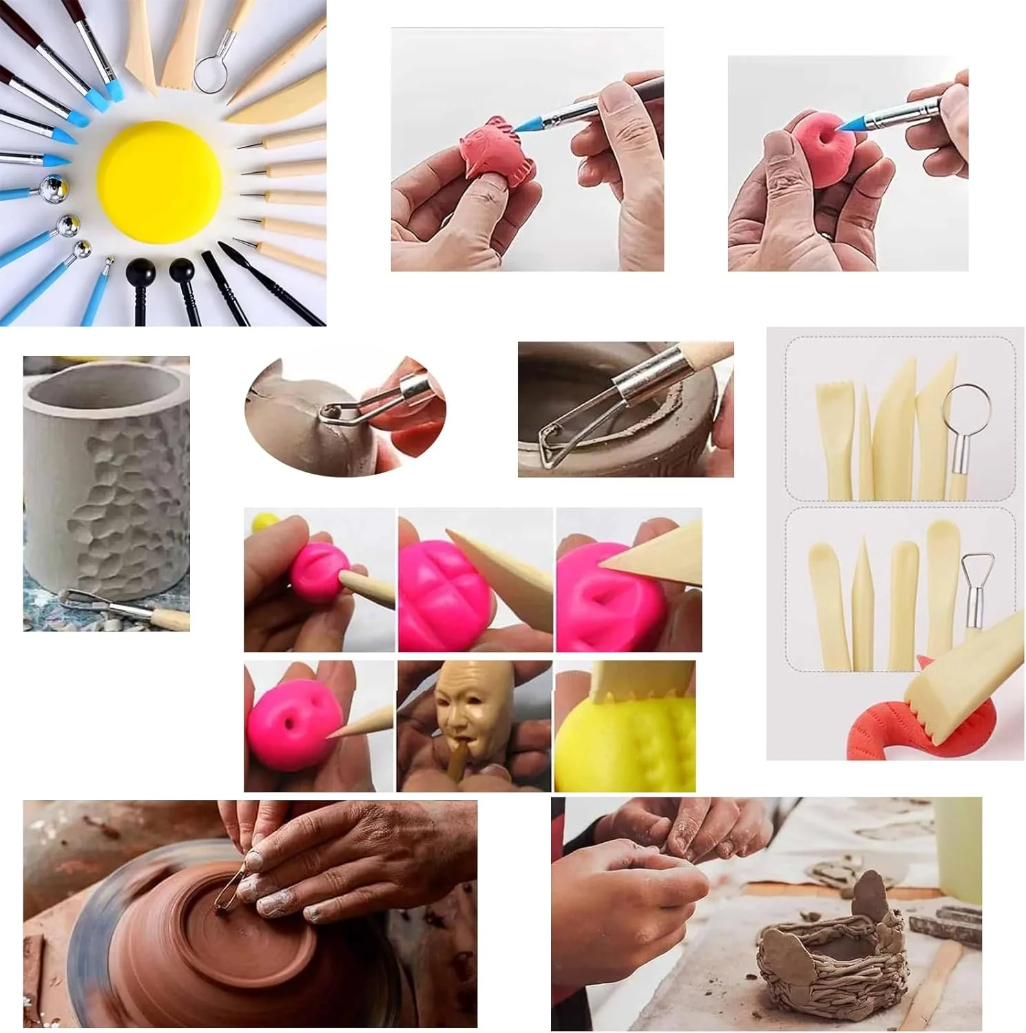ست ابزار مجسمه سازی رسی Cosymate شامل 25 قطعه برای کودکان و مبتدیان - شامل ابزارهای نقطه گذاری، سفالگری، مدل سازی، حکاکی، طراحی و شکل دهی به همراه کیف نگهداری مناسب برای صنایع دستی و پروژه های هنری