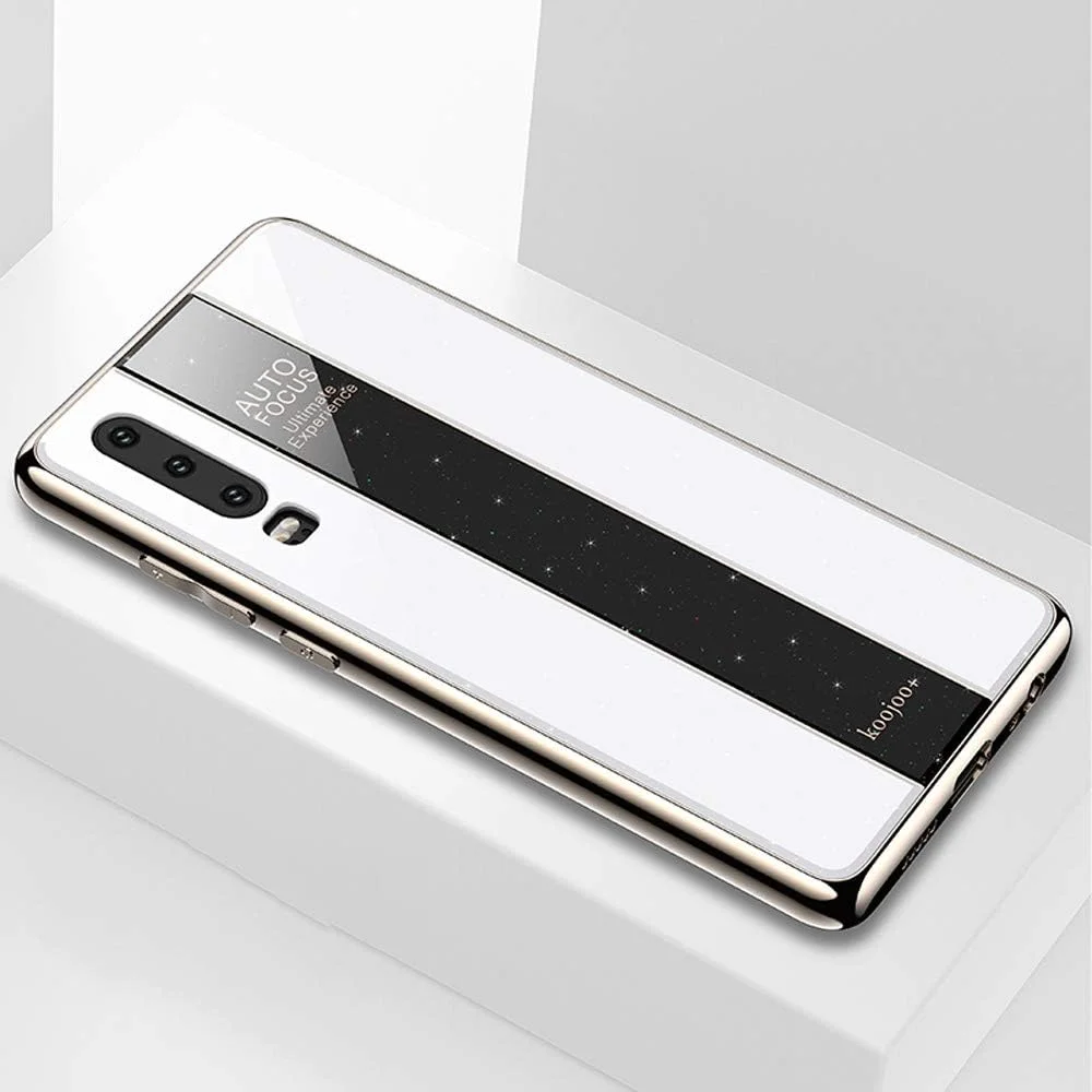 New Electroplated Mirror Glass Case for Huawei P30(Black) Yyq (Color : White)