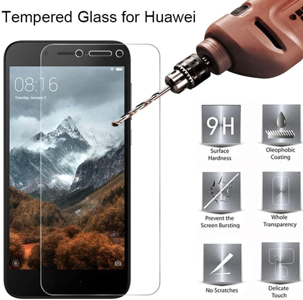 بسته 3 عددی محافظ صفحه نمایش شیشه ای سخت حرارت دیده، مناسب برای گوشی های هوآوی Honor 4A 5A 6A Pro، شیشه محافظ صفحه نمایش برای هوآوی Honor V8 Max V9 Play Note 8 View 10 Note 10 و Honor V9 Play