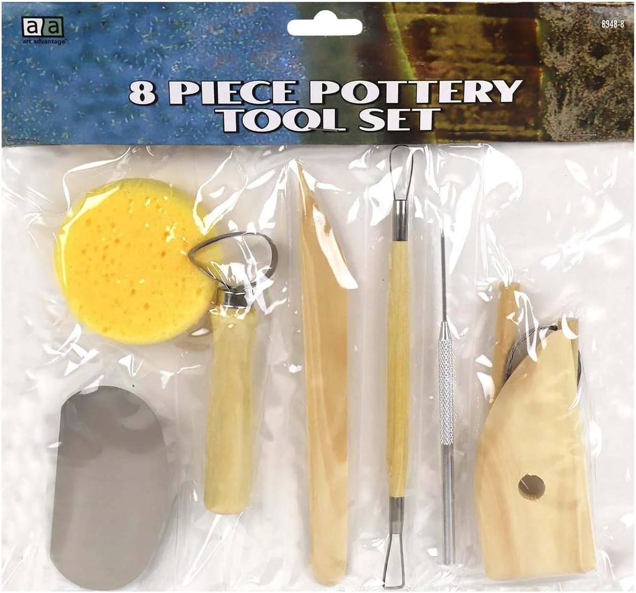 Art Advantage 8-Piece Wood Pottery Tools Set