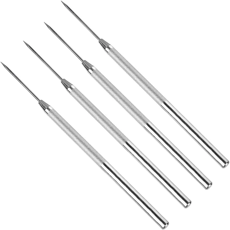 lasenersm مجموعه 4 عددی ابزار سوزنی سفالی، ابزار جزئیات سرامیکی، ابزار سوزنی مجسمه سازی سفال برای بافت دهی و مدل سازی سفال، نقره ای