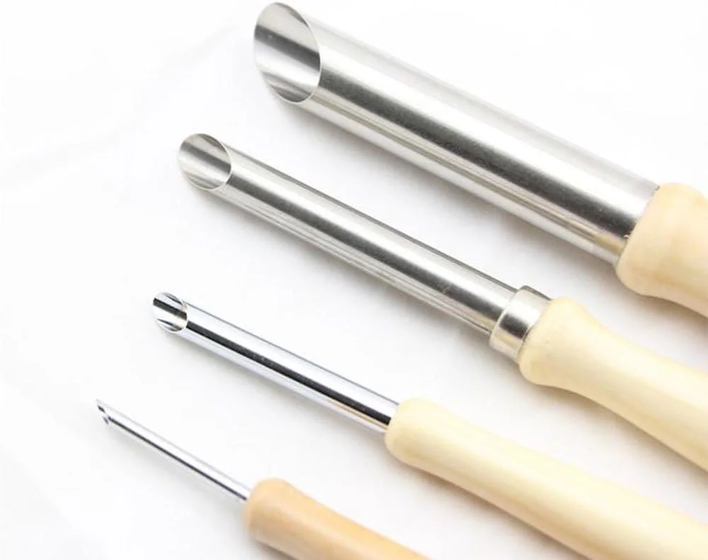 مجموعه 4 عددی ابزار برش دایره ای از جنس استیل ضد زنگ و چوب Cuziss، مناسب برای سفالگری و مجسمه سازی