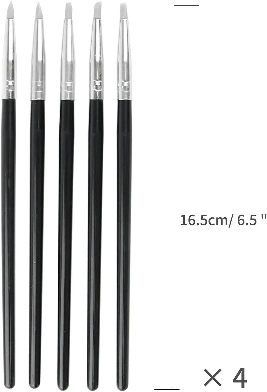 آسامویو 20 عدد نوک سیلیکونی ابزار مجسمه سازی و مدل سازی خاک رس، ابزار سفالگری برای حکاکی، شکل دادن، مجسمه سازی با خاک رس، مدل سازی، نقاشی