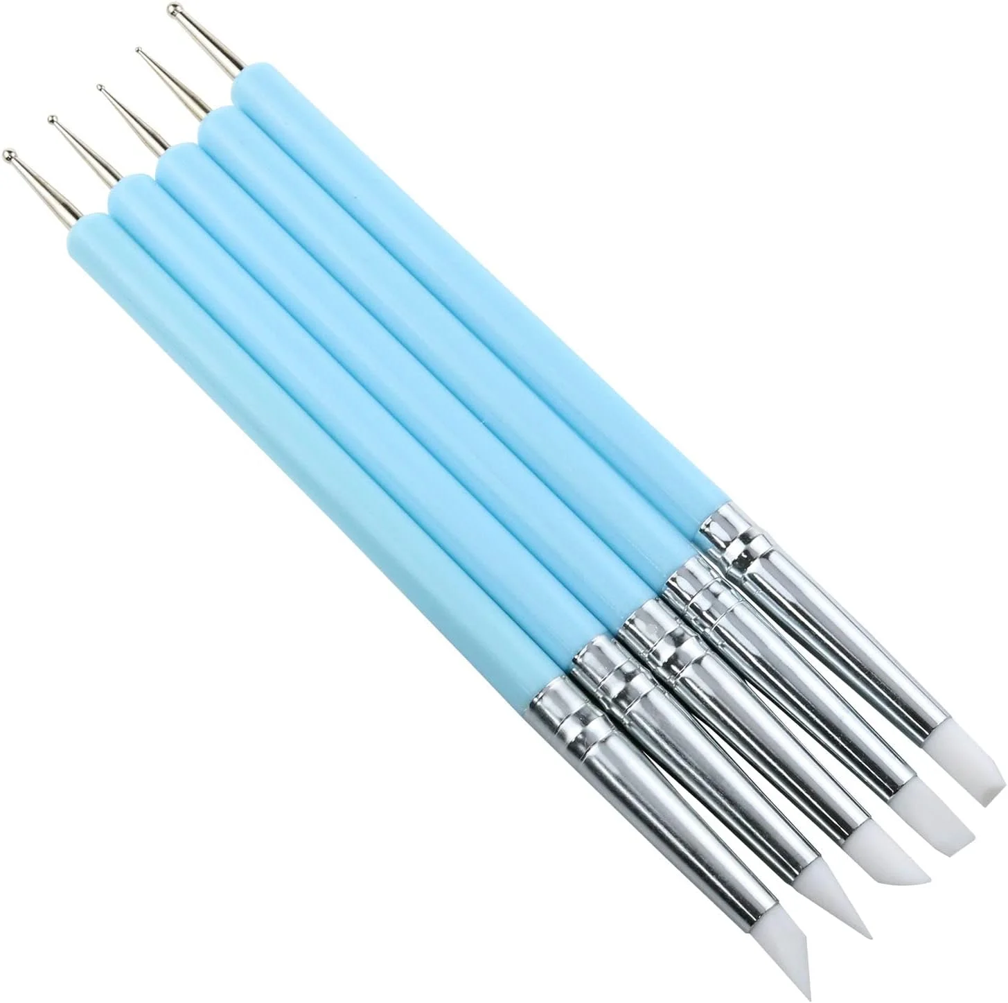 ابزار مجسمه سازی رسی سیلیکونی یوکیمانگو - 5 عددی، قلم استایلوس رسی DIY، ابزار فرورفتگی، مورد استفاده برای صنایع دستی DIY، سفال مجسمه سازی، مخلوط کردن، نقاشی، طراحی ناخن