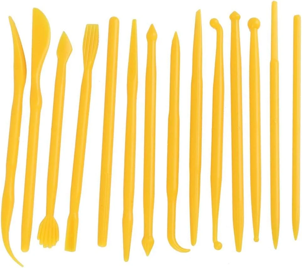 ابزار مجسمه سازی رسی، 14 عدد ابزار سفالگری حکاکی نرم با ظاهر جمع و جور، عمر طولانی برای خاک رس نرم خانگی (زرد)