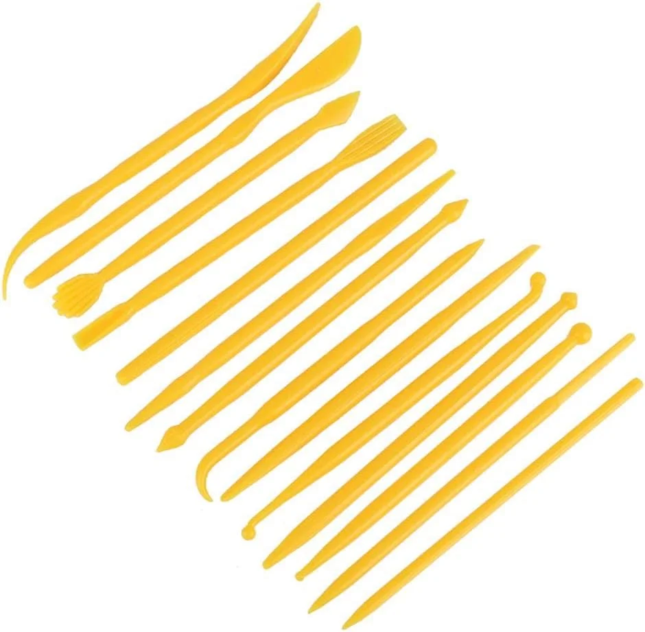 ابزار مجسمه سازی رسی، 14 عدد ابزار سفالگری حکاکی نرم با ظاهر جمع و جور، عمر طولانی برای خاک رس نرم خانگی (زرد)