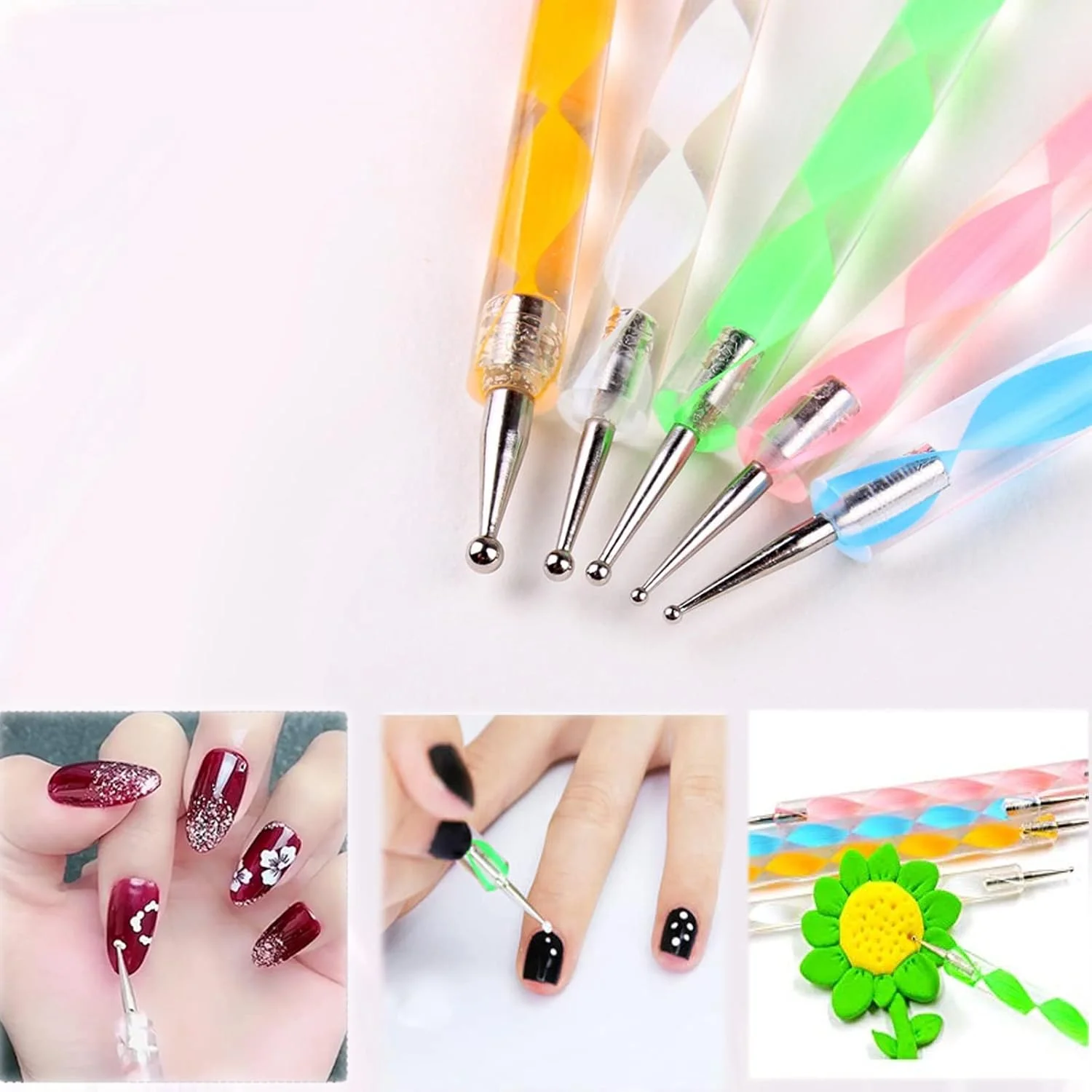 hesmartly ست 13 عددی ابزار نقطه گذاری استایلوس توپی، ابزار مجسمه سازی خاک رس برای نقاشی روی سنگ، طراحی مدل سازی سفالگری خاک رس، برجسته سازی ناخن