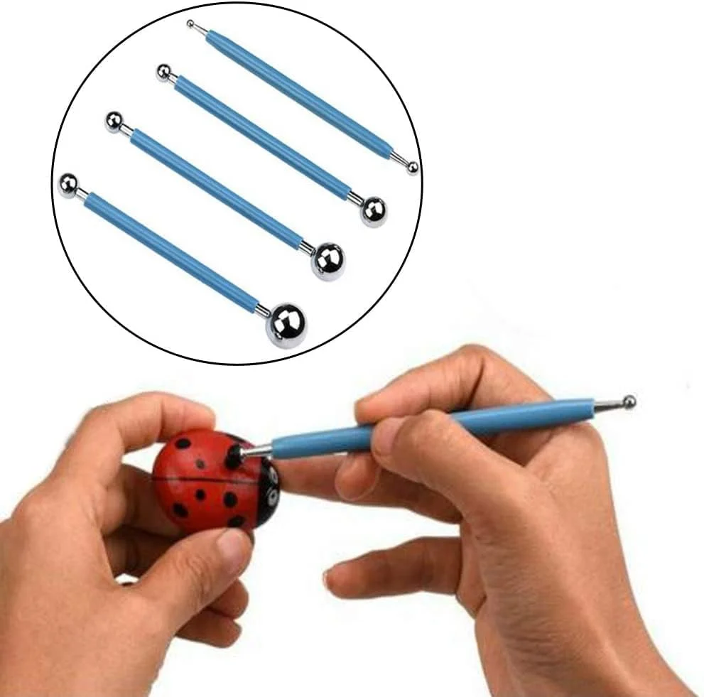 hesmartly ست 13 عددی ابزار نقطه گذاری استایلوس توپی، ابزار مجسمه سازی خاک رس برای نقاشی روی سنگ، طراحی مدل سازی سفالگری خاک رس، برجسته سازی ناخن