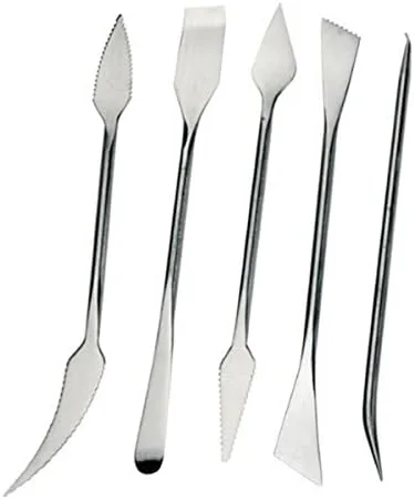 کیت ابزار مجسمه سازی و حکاکی دو طرفه استیل ضد زنگ برای موم و رس، کیت ابزار سفالگری، کیت حکاکی، قاشق های حکاکی - بسته 5 عددی کیت ابزار مجسمه سازی و حکاکی دو طرفه استیل ضد زنگ برای موم و رس، کیت ابزار سفالگری، کیت حکاکی، قاشق های حکاکی - بسته 5 عددی