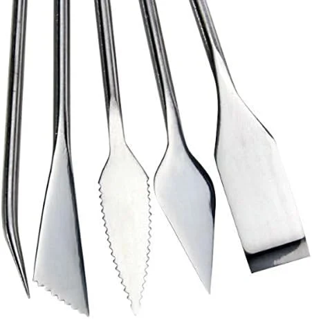 کیت ابزار مجسمه سازی و حکاکی دو طرفه استیل ضد زنگ برای موم و رس، کیت ابزار سفالگری، کیت حکاکی، قاشق های حکاکی - بسته 5 عددی کیت ابزار مجسمه سازی و حکاکی دو طرفه استیل ضد زنگ برای موم و رس، کیت ابزار سفالگری، کیت حکاکی، قاشق های حکاکی - بسته 5 عددی