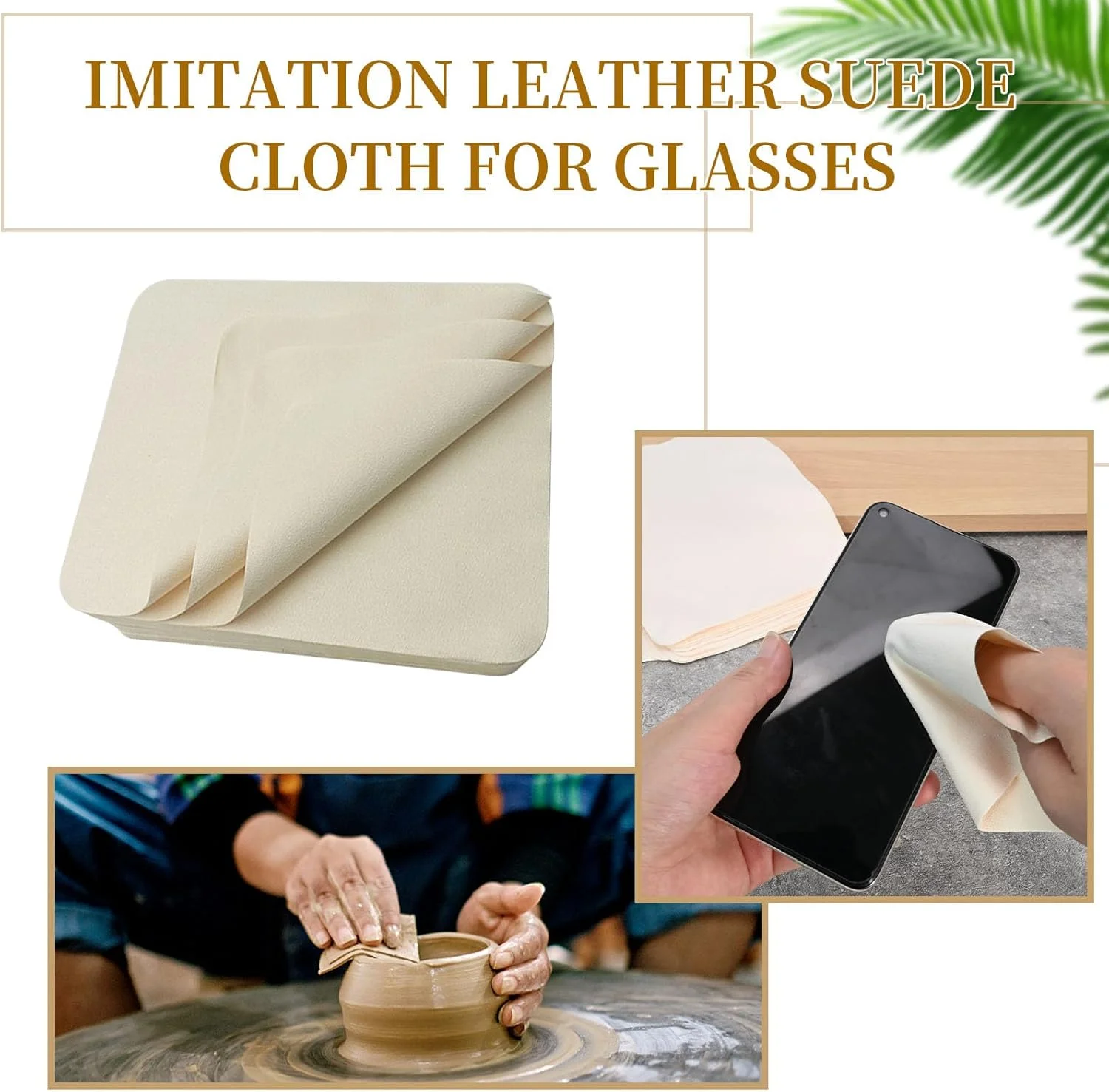 MDEOOSKY بسته 20 عددی پارچه چرم مصنوعی بزرگ از قبل برش خورده برای صاف کردن ظروف سفالی، ابزار سفالگری چرم مصنوعی، پارچه نرم چرم مصنوعی، ابزار پرداخت سرامیک (17.5x14.5 سانتی متر)