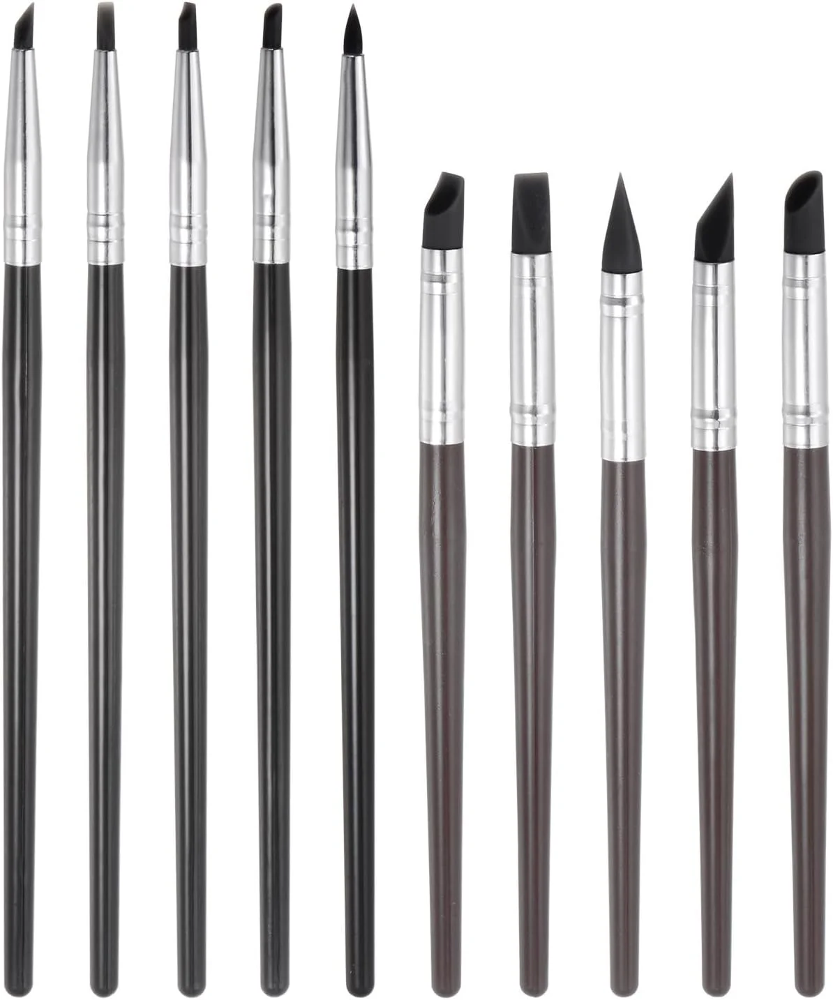 ابزار مجسمه سازی خمیر سیلیکونی HARFINGTON، 10 عددی، ابزار شکل دهی خمیر، نوک لاستیکی انعطاف پذیر، قلم سفالی شکل دهی خمیر، ابزار حکاکی شکل دهی خمیر برای مجسمه سرامیکی خمیر پلیمری، مشکی