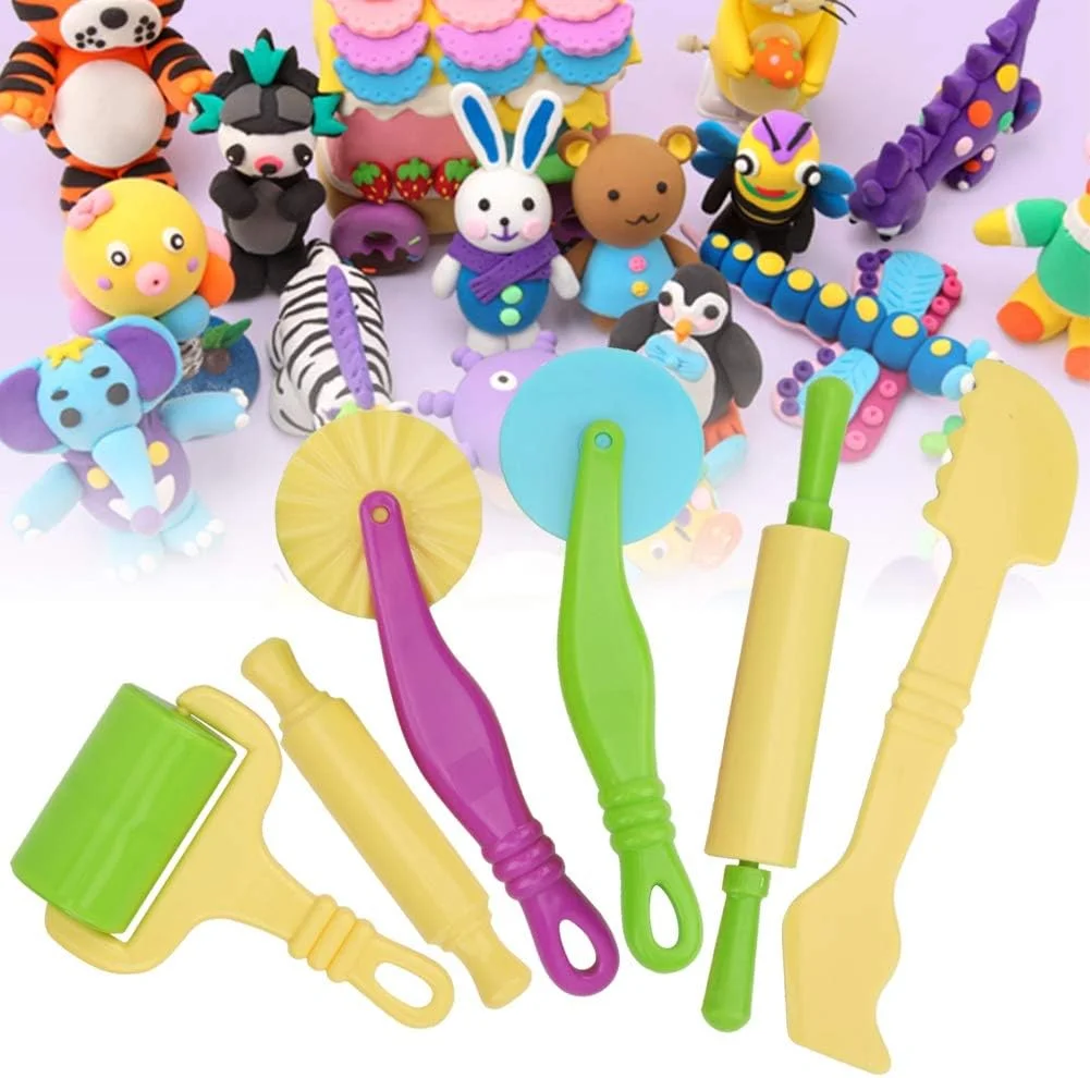 کیت DIY ابزار خمیر بازی 6 تکه، ابزار سرگرم کننده خمیر بازی، برای آموزش هنر به کودکان 3 سال به بالا