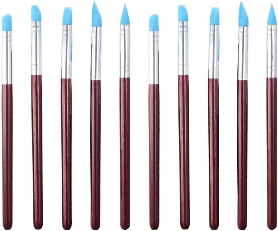 YYlingx بسته 10 عددی ابزار مجسمه سازی خمیر سیلیکونی، قلم سفالی با نوک لاستیکی سیلیکونی برای DIY