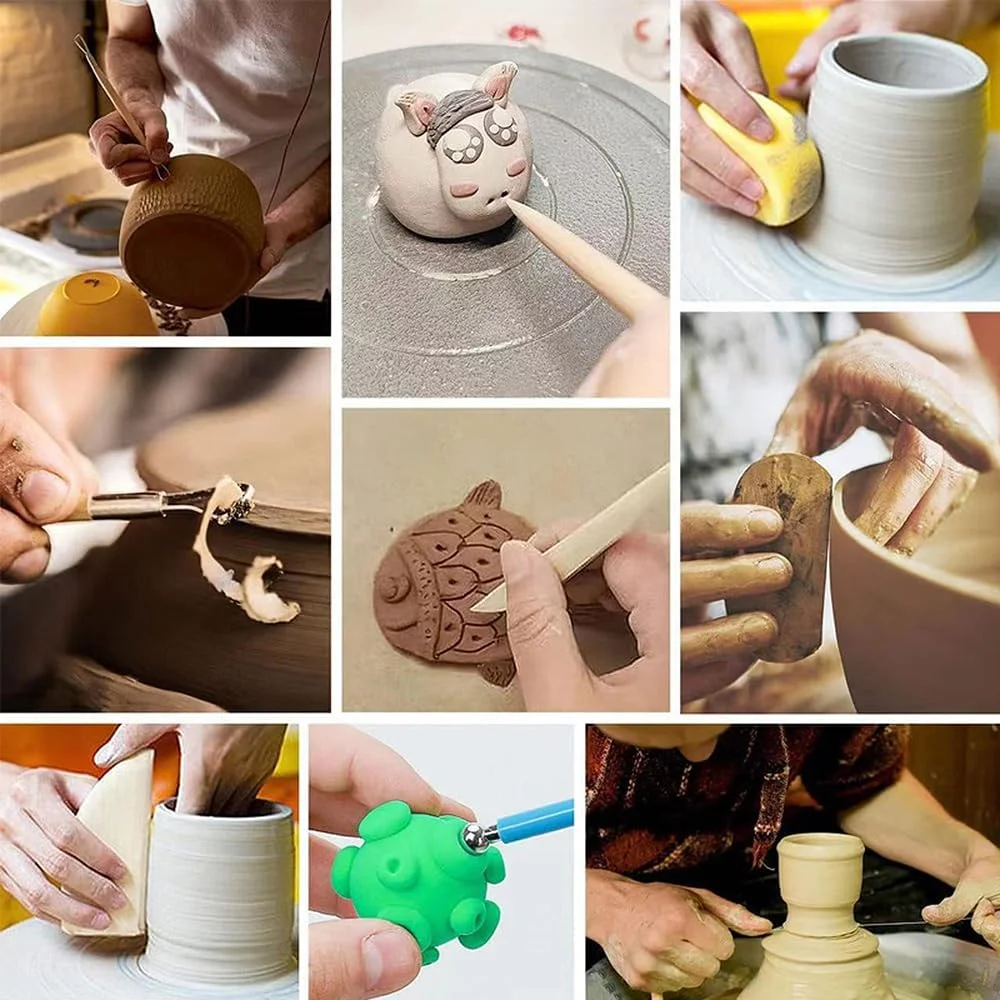 مجموعه ابزار مجسمه سازی سفالی Fawoonu، 40 تکه ابزار کاربردی حکاکی خاک رس سرامیکی برای سفالگری، نقطه گذاری، حکاکی، طراحی، قالب گیری، مدل سازی، شکل دهی برای کودکان، بزرگسالان، صنایع دستی هنری، کلاس های بعد از مدرسه