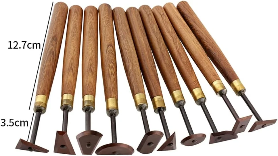 DJGwsxu ست 10 عددی چاقوی پرداخت سرامیکی تنگستن استیل، ابزار پرداخت پلاستیک خاک رس سرامیکی، ابزارهای فوق سخت مقاوم در برابر سایش چوب ماهون