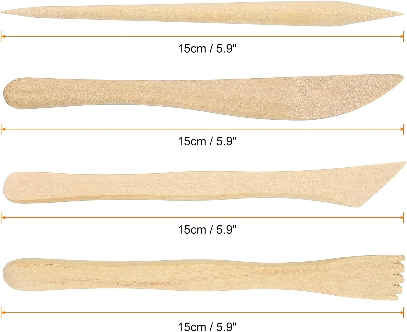 ست ابزار سفالگری پلاستیکی هرفینگتون، 4 عددی، دو سر، مناسب برای مدل سازی، مجسمه سازی، حکاکی، شکل دهی، برش، تزئین و منبت کاری - رنگ چوب