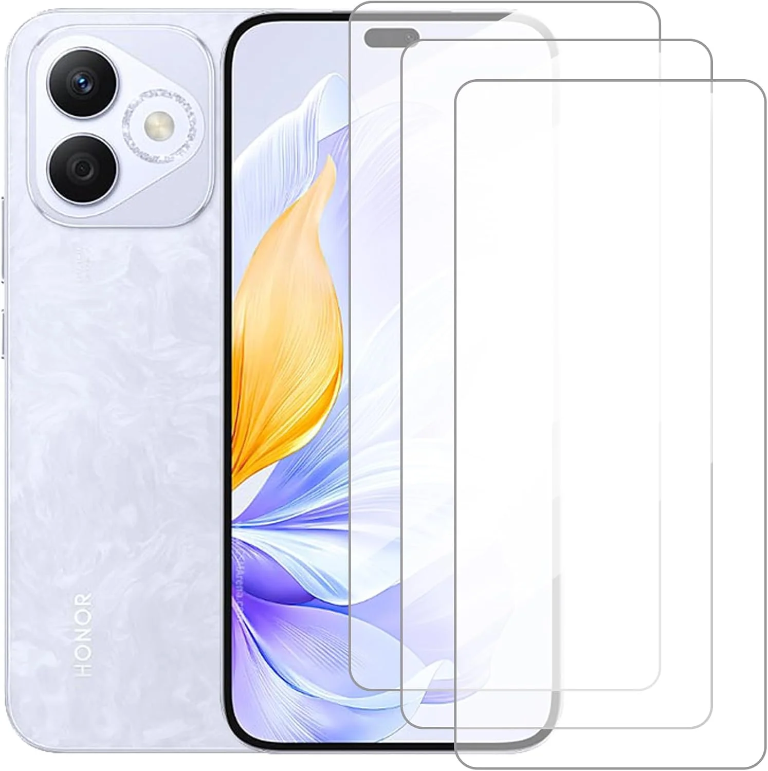 محافظ صفحه نمایش دامولون سازگار با هوآوی Honor X60i 5G (6.7 اینچ) [بسته 3 عددی] محافظ صفحه نمایش شیشه ای حرارت دیده مناسب برای هوآوی Honor X60i 5G