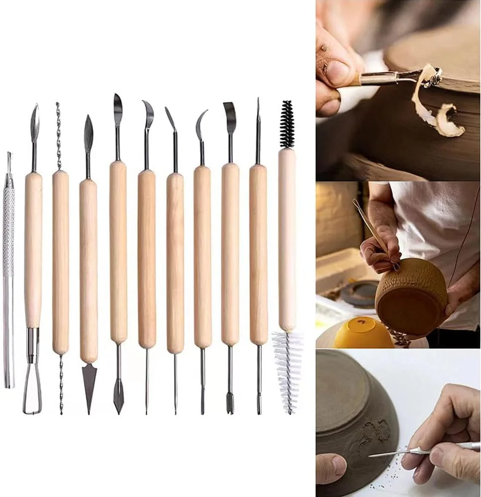 مجموعه ابزار مجسمه سازی سفال Fawoonu، ۴۰ تکه ابزار کاربردی حکاکی خاک رس سرامیکی برای صنایع دستی سفالگری/نقطه گذاری/حکاکی/طراحی/قالب گیری/مدل سازی/شکل دهی، مناسب کودکان، بزرگسالان، هنر و صنایع دستی، کلاس های فوق برنامه