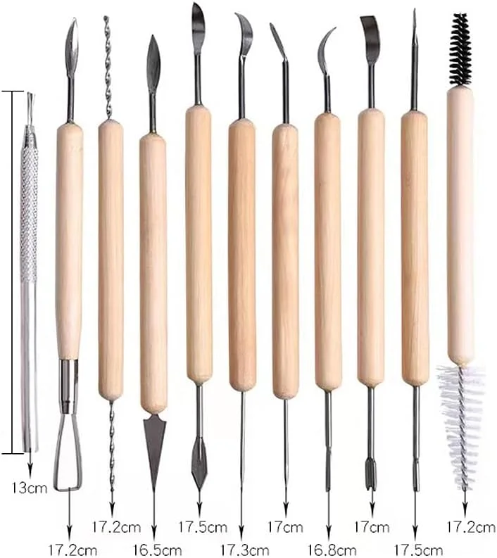 مجموعه ابزار مجسمه سازی سفال Fawoonu، ۴۰ تکه ابزار کاربردی حکاکی خاک رس سرامیکی برای صنایع دستی سفالگری/نقطه گذاری/حکاکی/طراحی/قالب گیری/مدل سازی/شکل دهی، مناسب کودکان، بزرگسالان، هنر و صنایع دستی، کلاس های فوق برنامه