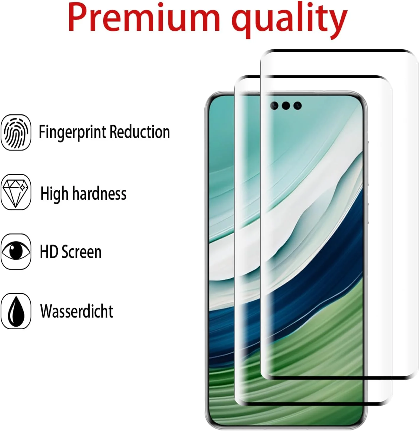 GMUJIAO [بسته 2+2] سازگار با هوآوی میت 60، محافظ صفحه نمایش شیشه ای حرارت دیده و محافظ لنز دوربین، فیلم شیشه ای حرارت دیده HD تمام صفحه [ضد خرد شدن] - مشکی