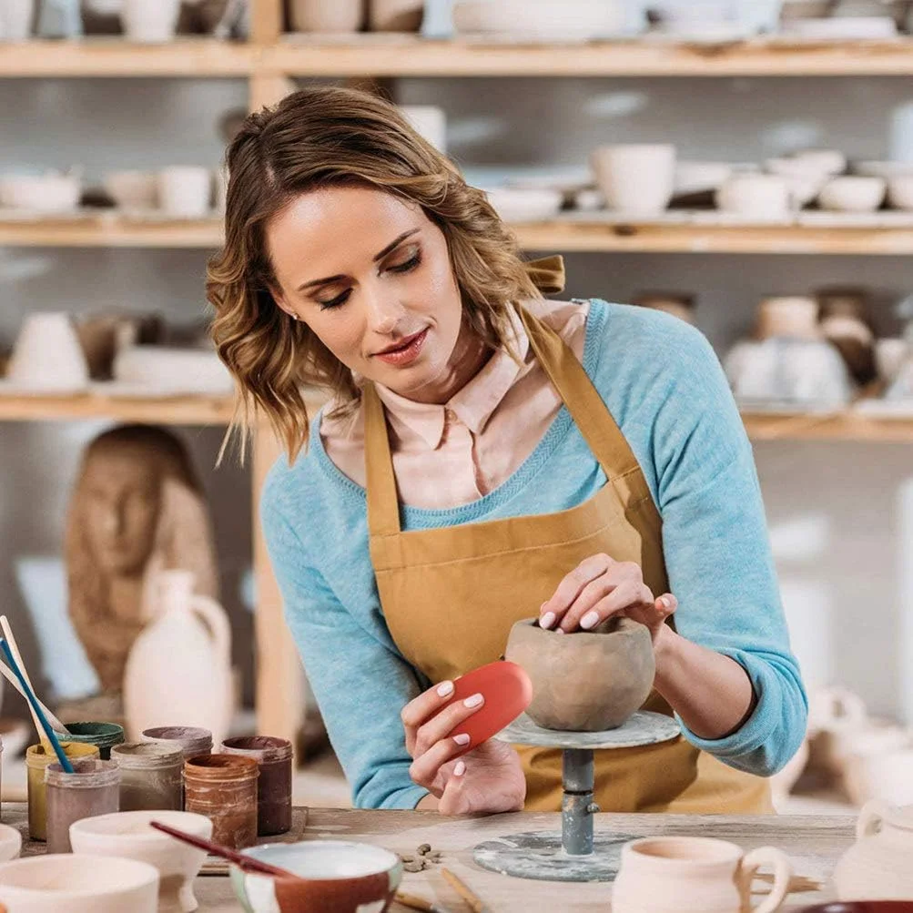 مجموعه 6 عددی ابزار مجسمه سازی سفالی رسی نرم سیلیکونی VILLCASE، 3 اندازه مختلف دنده های سفالی قرمز سرامیکی، ابزار شکل دهی سرامیکی هنرمندان صاف برای مدل سازی سفالگر