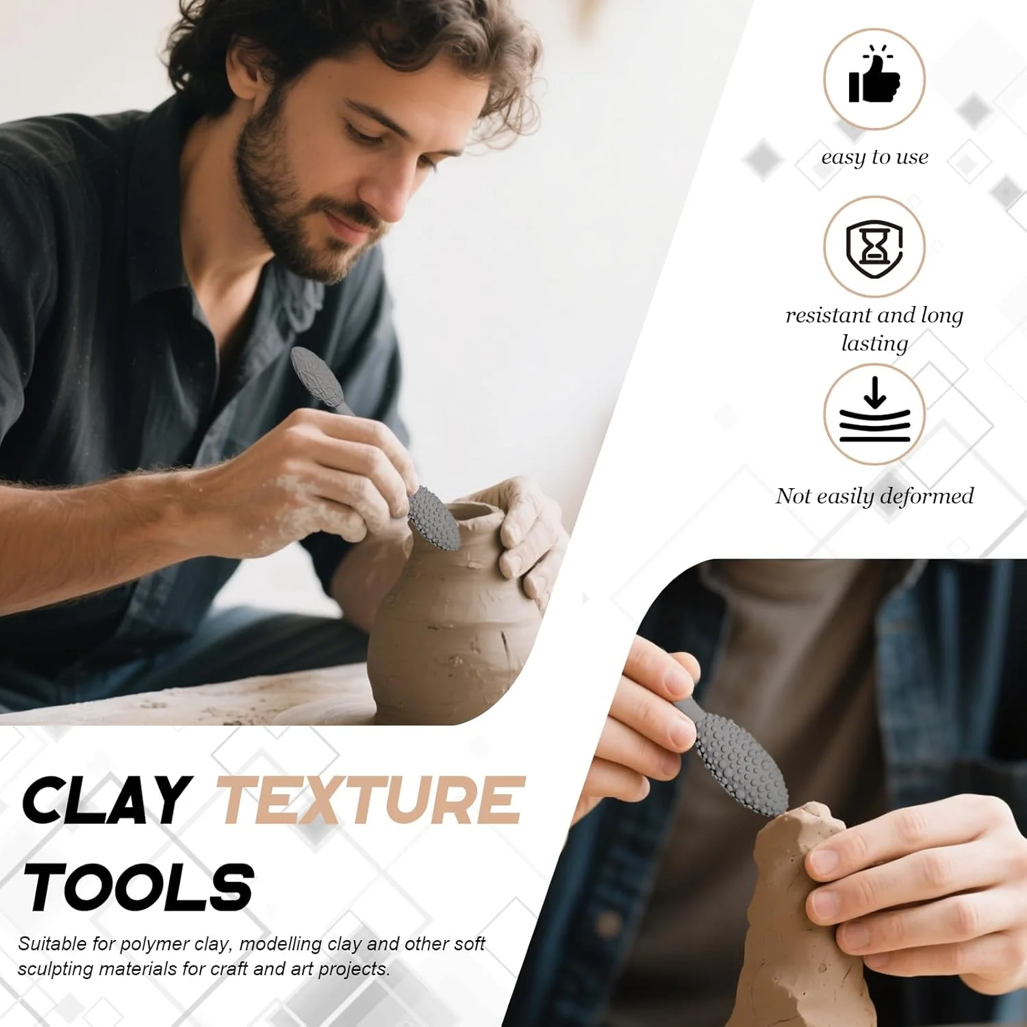 ست ابزار بافت 5 تکه ای برای پروژه های هنری (خاکستری) ست ابزار بافت 5 تکه ای برای پروژه های هنری (خاکستری)