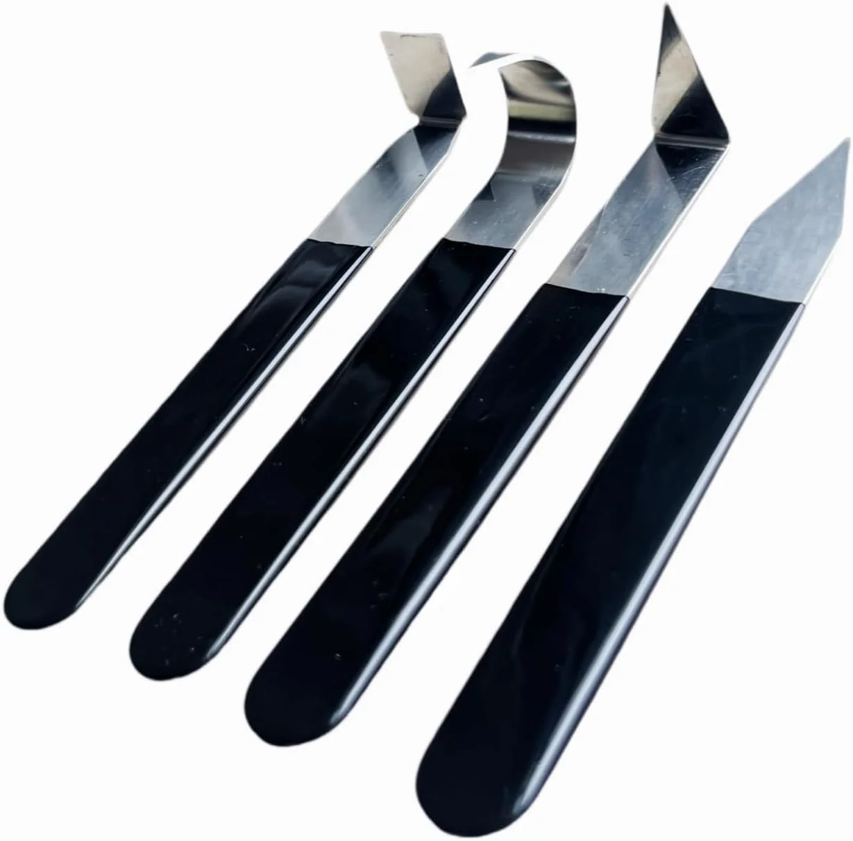 ست 4 عددی چاقوی حکاکی خاک رس فلزی، ابزار پرداخت سفالگری، چاقوی پرداخت صنایع دستی خاک رس دست ساز برای حکاکی، شکل دادن، طراحی، مجسمه سازی خاک رس