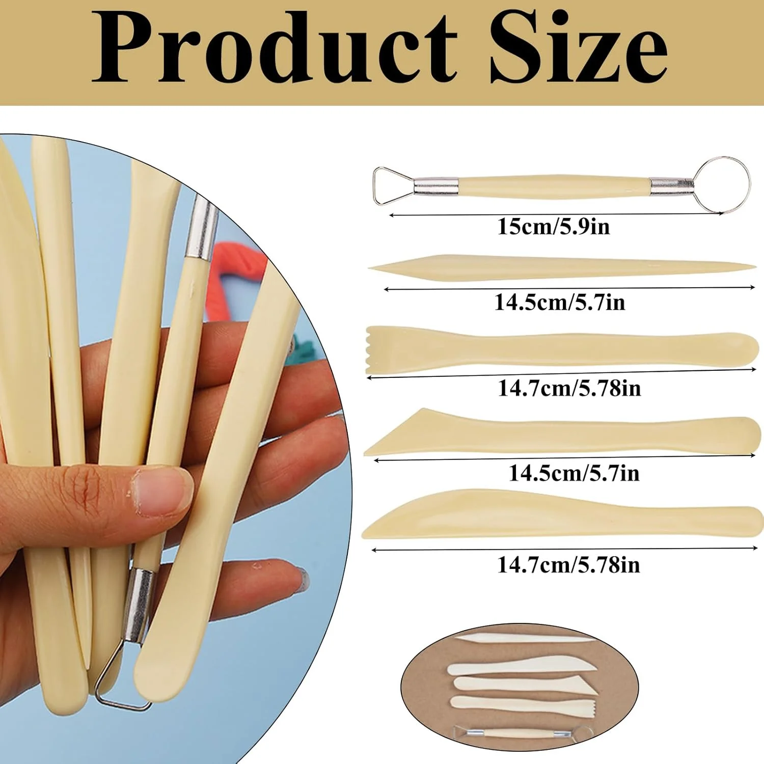 مجموعه 10 عددی ابزار مجسمه سازی خاک رس چوبی، ابزار سفالگری، لوازم هنری مجسمه سازی، ابزار حکاکی موم، ابزار سفالگری برای صنایع دستی هنری DIY