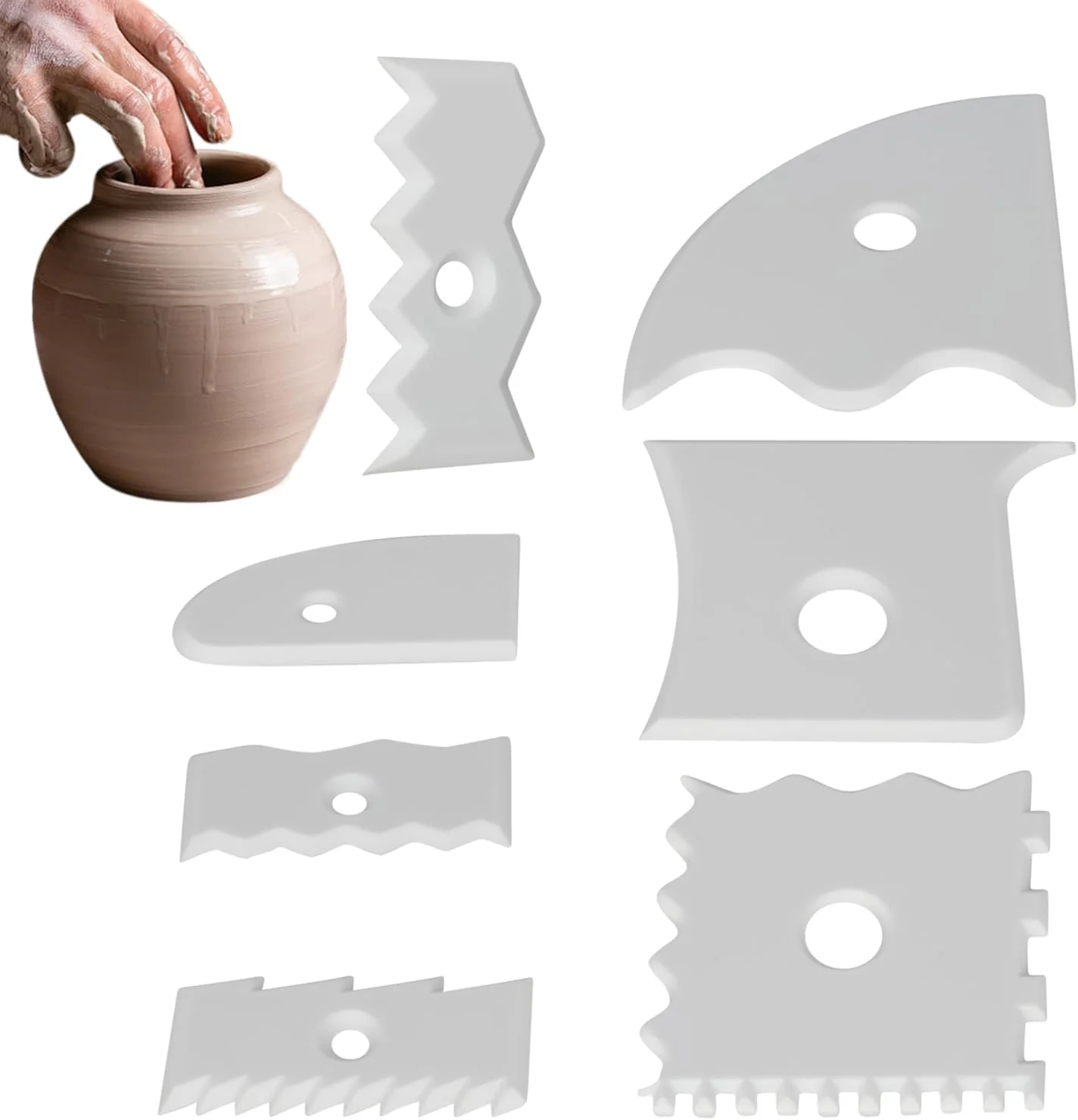 ابزارهای پرداخت سفالگری، مجموعه 7 عددی ابزار پرداخت سرامیکی برای سفالگری، لوازم صنایع دستی خراشنده مجسمه سازی برای مدل سازی پرتاب، مبتدیان مجسمه سازی، علاقه مندان به مدرسه هنر