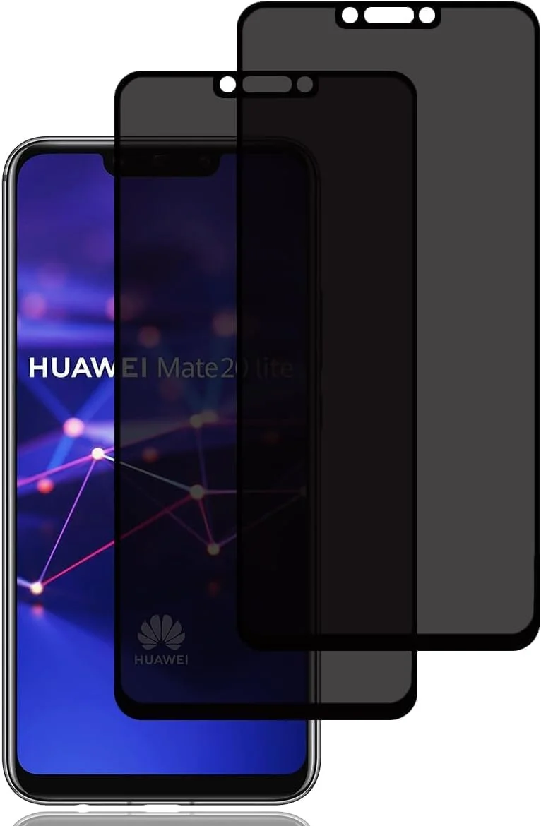 محافظ صفحه نمایش ضد جاسوسی 2 عددی Hkess برای Huawei Honor 8X - محافظ صفحه حریم خصوصی تمام صفحه، فیلم شیشه ای سخت شده سه بعدی، سختی 9H ضد خش و پوشش کامل