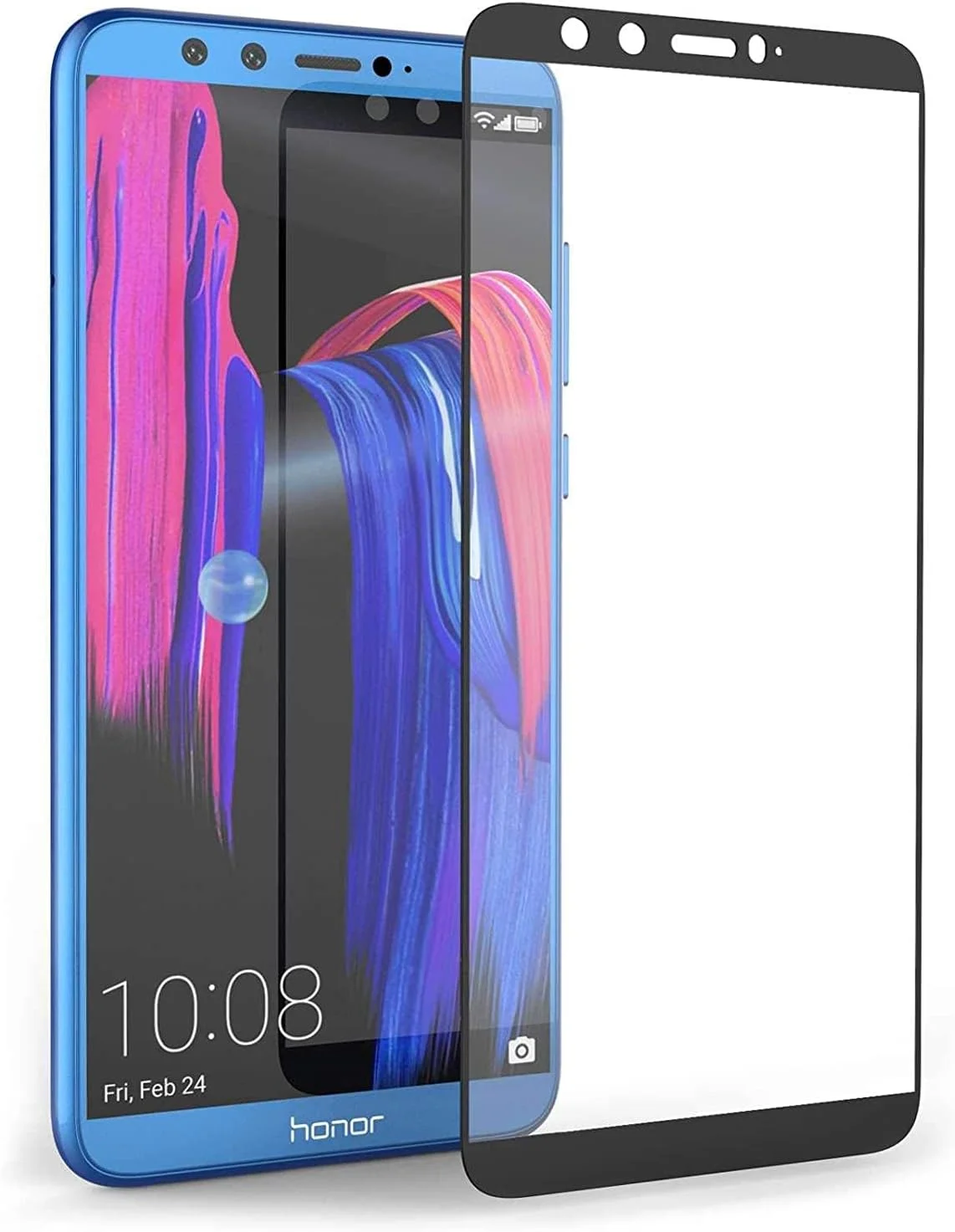 Tembered Glass Screen Protector for huawei honor 9 lite - Black - full Screen - Frame Black Curved 5d