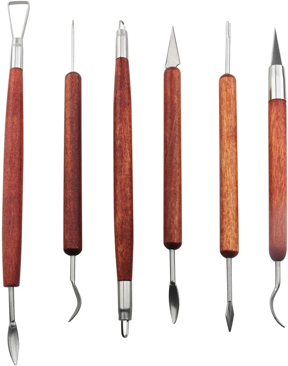 TAODAN 6PCS Dual Head Flat Wire Cutters Ceramic Tools Wood Trimming Plastic Clay Tools Cutters Carving Set for Clay Carving Modeling Pumpkin Carving Soap Carving