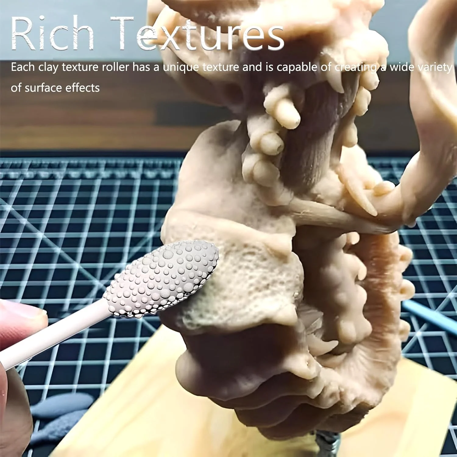 مجموعه ابزار بافت دهی هنر سفالگری - 5 عدد ابزار بافت دهی دو سر، چوب های مدل سازی برای سفالگری و صنایع دستی DIY، برای مبتدیان و حرفه ای ها