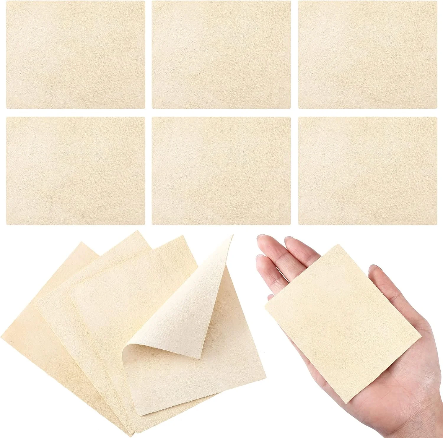 پوچن 20 تکه پارچه چرمی از پیش برش خورده برای صاف کردن لبه کوزه، پارچه نرم چرمی، کیت ابزار سفالگری، ابزار و لوازم سفال سرامیکی، ابزار پرداخت سرامیک