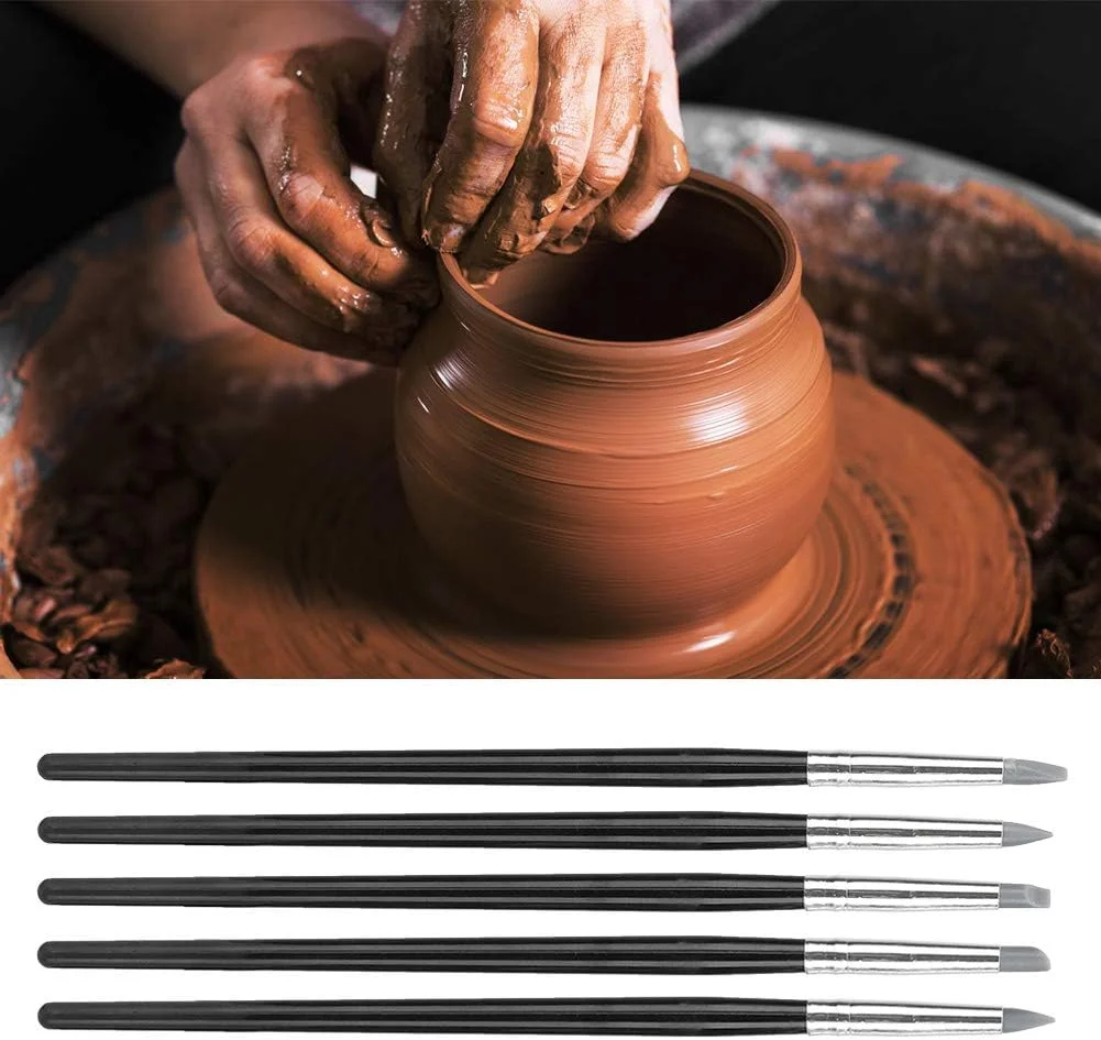 مجموعه ابزار مجسمه سازی رسی Miokycl - 5 عددی با سر سیلیکونی