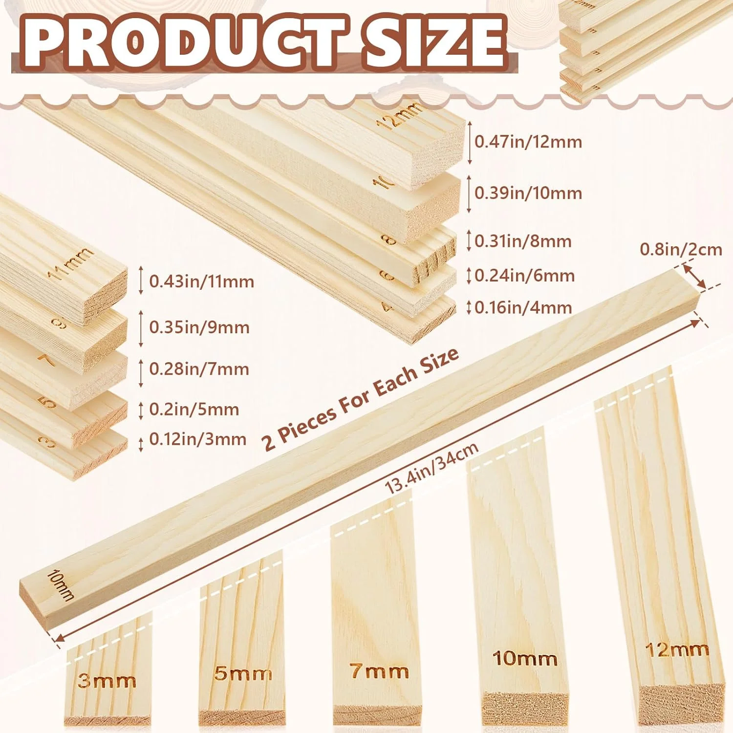 ساسیلیا 20 عددی میله های گِلی غلتکی آموزشی سفالگری، تخته راهنمای گِل، نوارهای چوبی، راهنمای وردنه، ابزار و لوازم سفالگری برای ابزار دستی خمیر پلیمری، هدیه صنایع دستی (سایزهای مختلف)