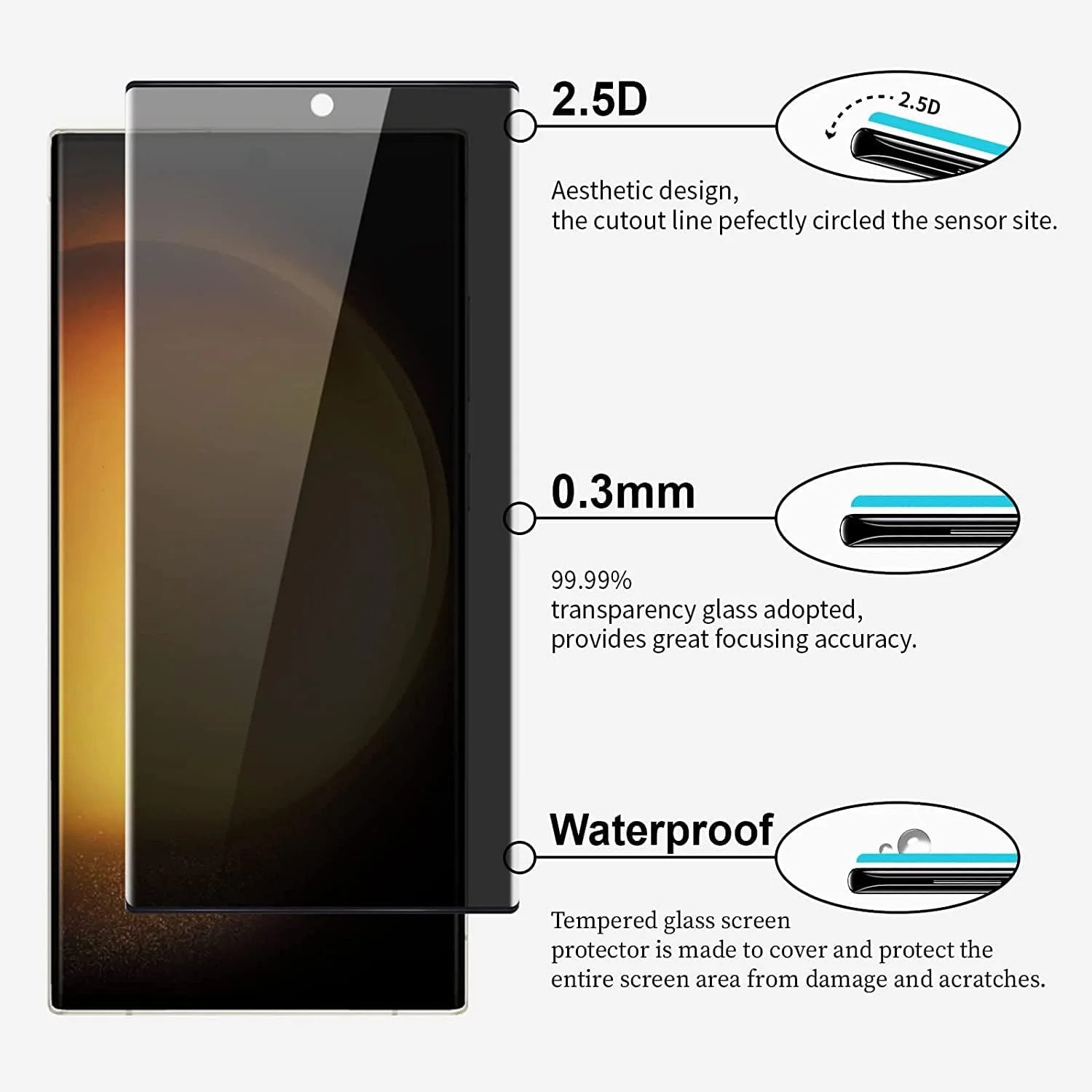 محافظ صفحه نمایش حریم خصوصی Fiokxie [بسته 2 عددی] برای HUAWEI P60 Pro - محافظ صفحه نمایش حریم خصوصی تمام صفحه، فیلم شیشه ای سخت شده سه بعدی، محافظ ضد خش با پوشش کامل و سختی 9H