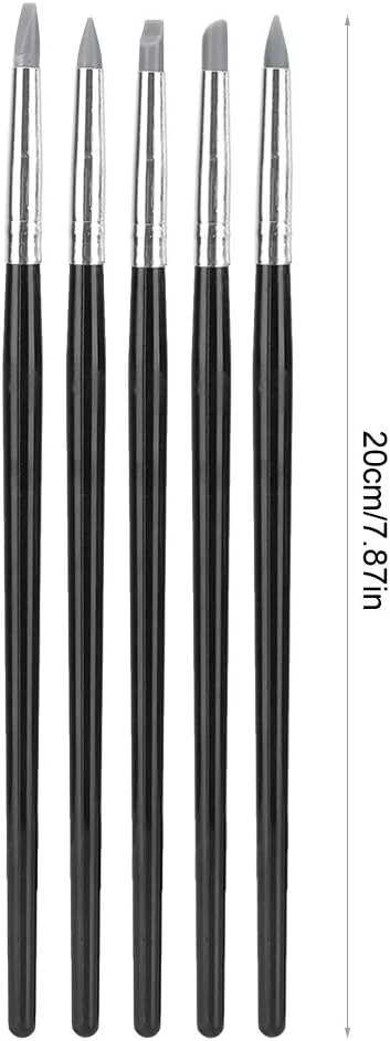 ابزار مجسمه سازی خمیر پُساپ، ابزار قالب گیری خمیر سیلیکونی، برس مدل سازی خمیر با دسته چوبی برای شکل دادن به برس ها، مدل سازی خمیر