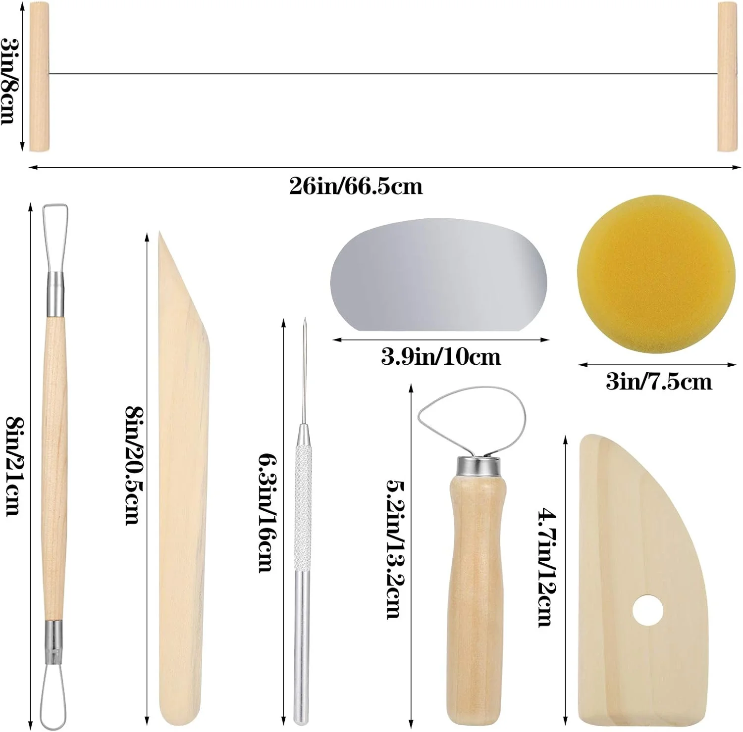 مجموعه ابزار مجسمه سازی سفال هیو-لوتوس 8 عددی، ابزار مدل سازی خاک رس سفالی چوبی و فلزی، مجموعه ابزار کامل سفال، ابزار خاک رس سرامیکی مبتدی برای سفال، مجسمه سازی سرامیک، طراحی حکاکی