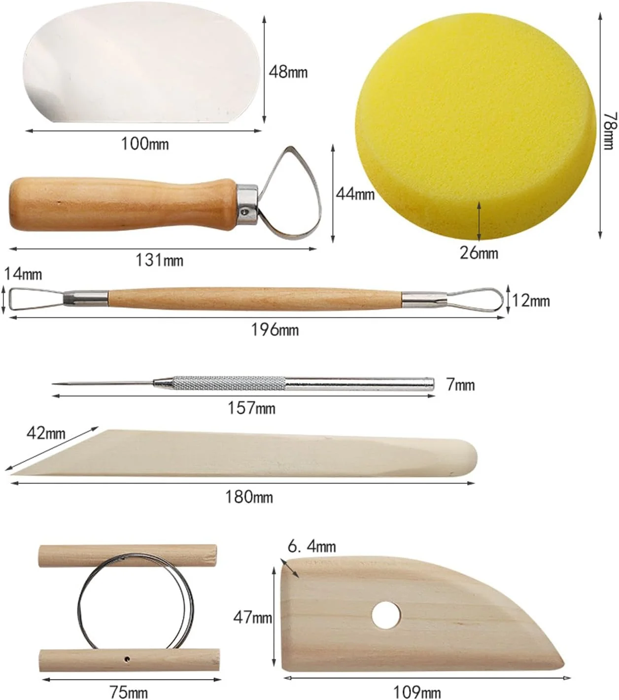 مجموعه ابزار مدل سازی 8 تکه نوریلا، مجموعه سفالگری، مجموعه ابزار خاک رس سرامیکی چوبی، برای مدل سازی، حکاکی، شمع سازی، ابزار سرامیکی، کیت سوزاندن قبر DIY، سفالگر، ابزار خاک رس پلیمری
