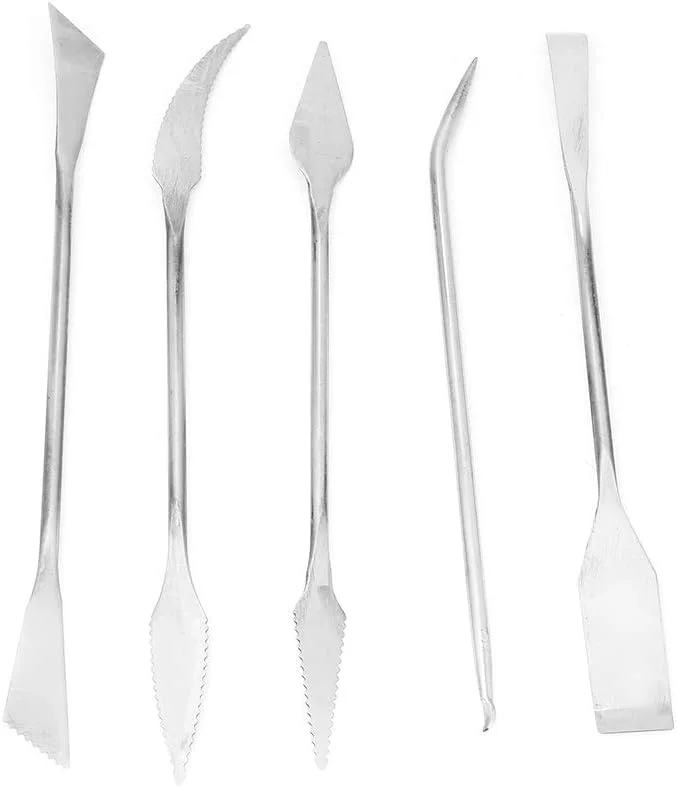 مجموعه 5 عددی ابزار مجسمه سازی خاک رس، کارورهای موم دو طرفه فولاد ضد زنگ، مجموعه ابزار مجسمه سازی و مدل سازی سفالگری برای هنر صنایع دستی DIY