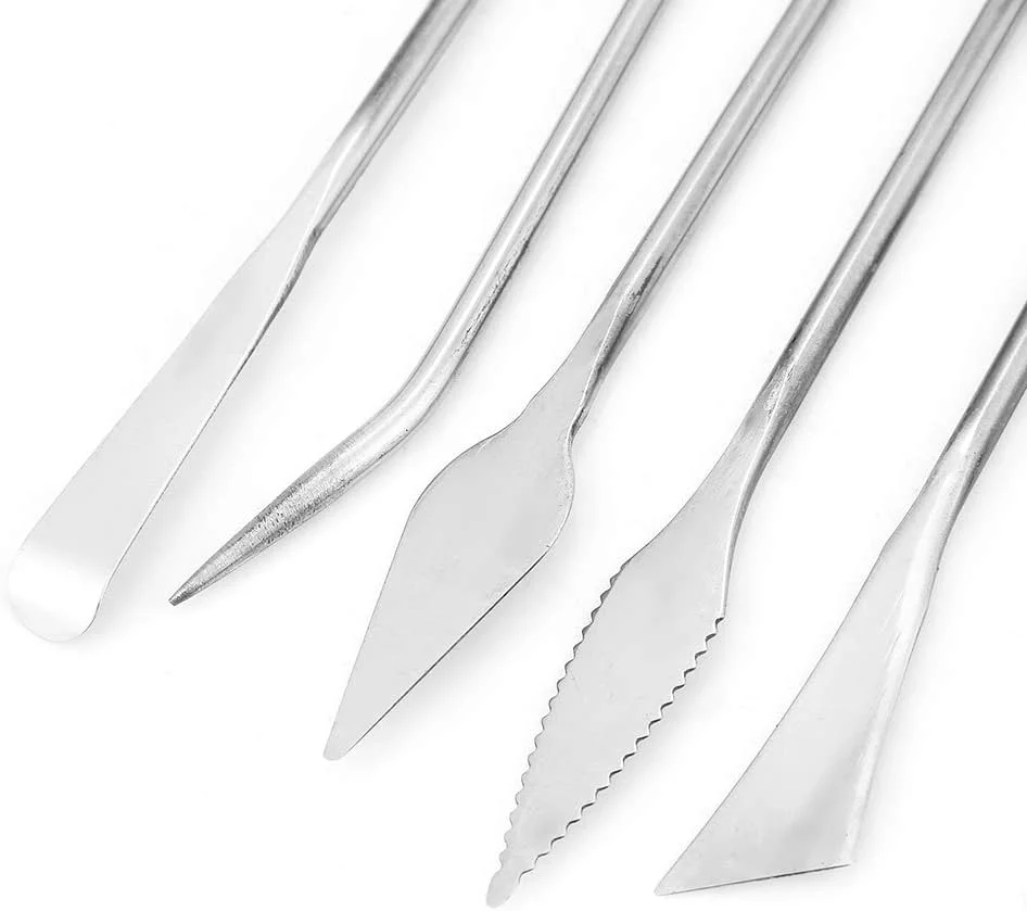 مجموعه 5 عددی ابزار مجسمه سازی خاک رس، کارورهای موم دو طرفه فولاد ضد زنگ، مجموعه ابزار مجسمه سازی و مدل سازی سفالگری برای هنر صنایع دستی DIY