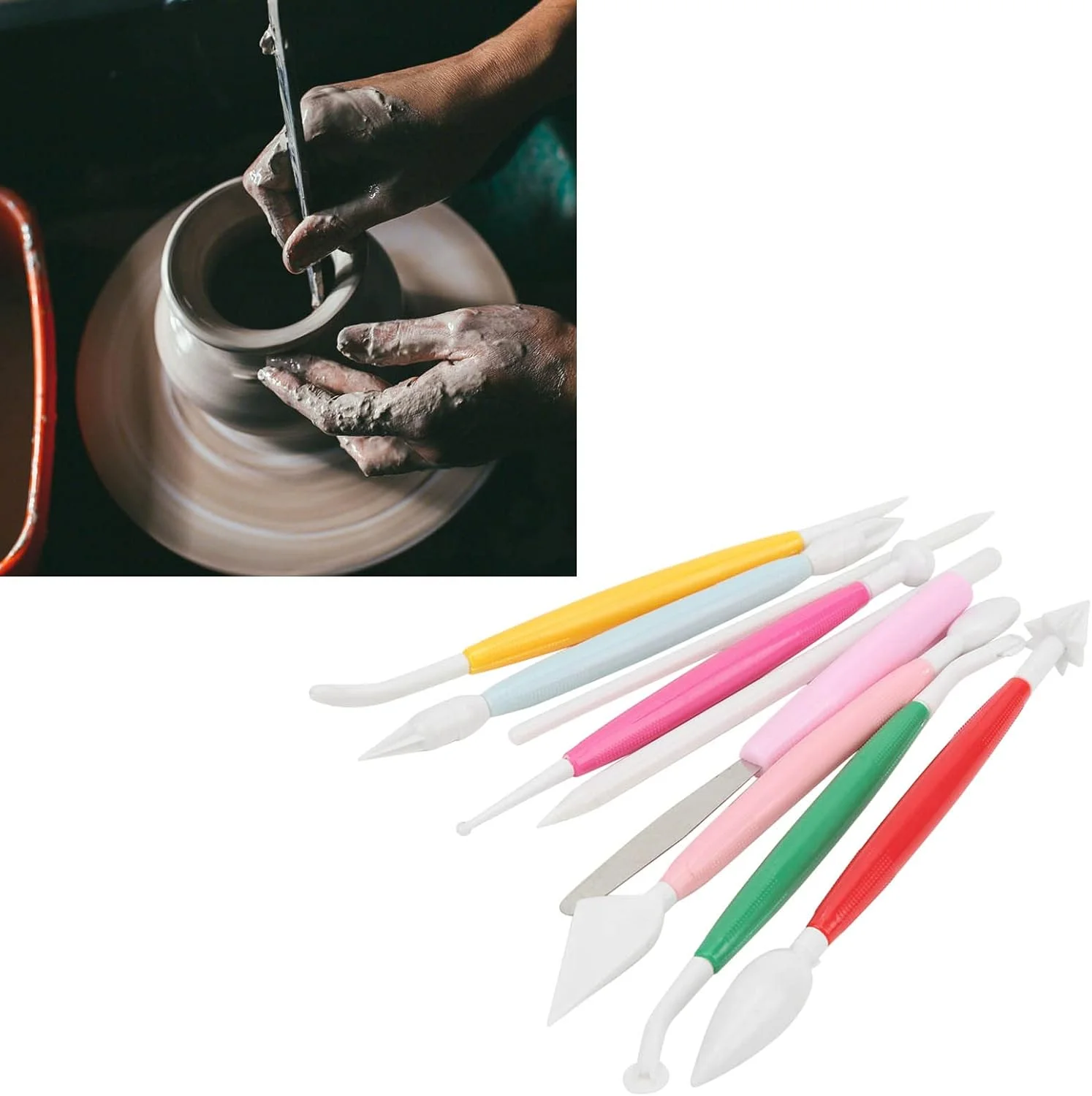 ابزار مجسمه سازی سفالی، ابزار مجسمه سازی سفالی دسته ضد لغزش مناسب برای استفاده خانگی و مدرسه