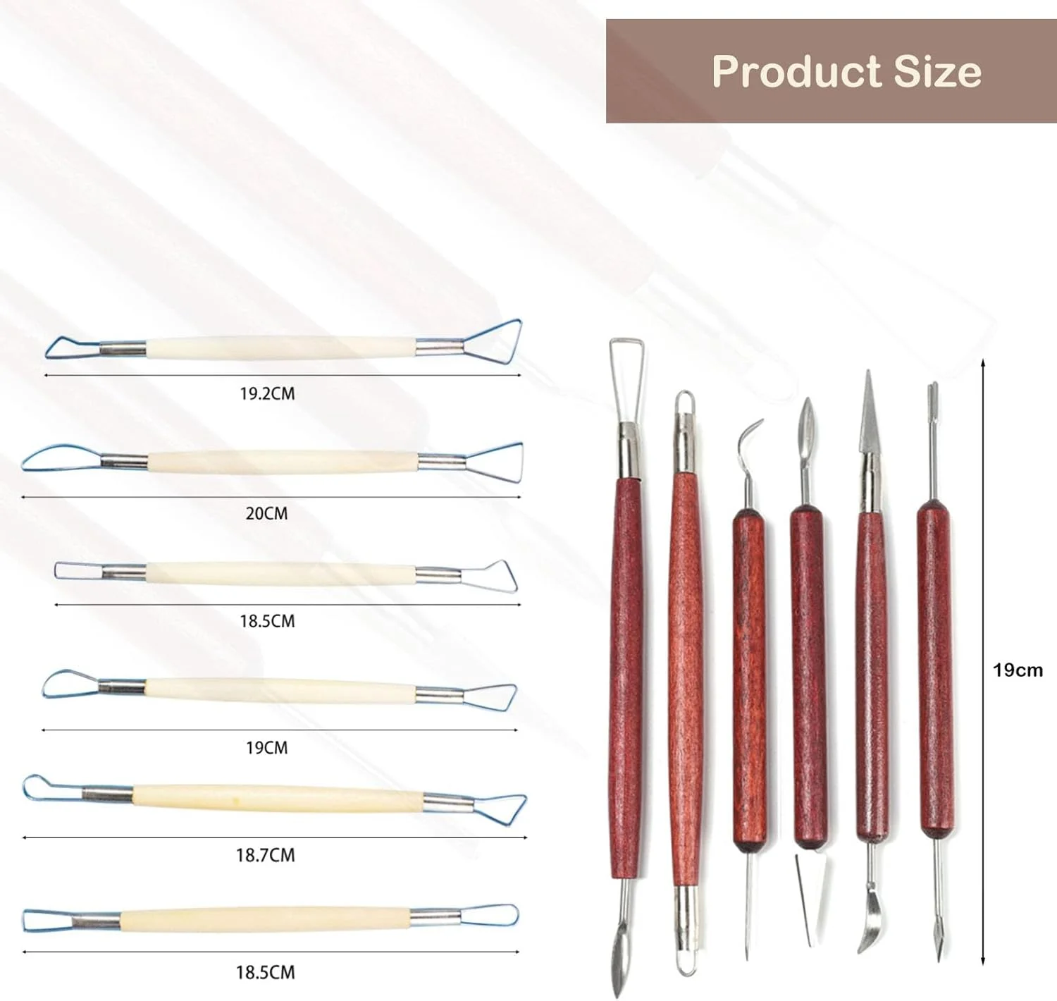 مجموعه 12 عددی ابزار مجسمه سازی GYTFOG، ابزارهای مدل سازی مجسمه سازی خاک رس، ابزارهای خشک کردن خاک رس برای حکاکی هنرهای دستی، ست ابزار خاک رس خشک شونده برای بزرگسالان، کودکان، سفالگری، پخت، ست حکاکی خاک رس DIY