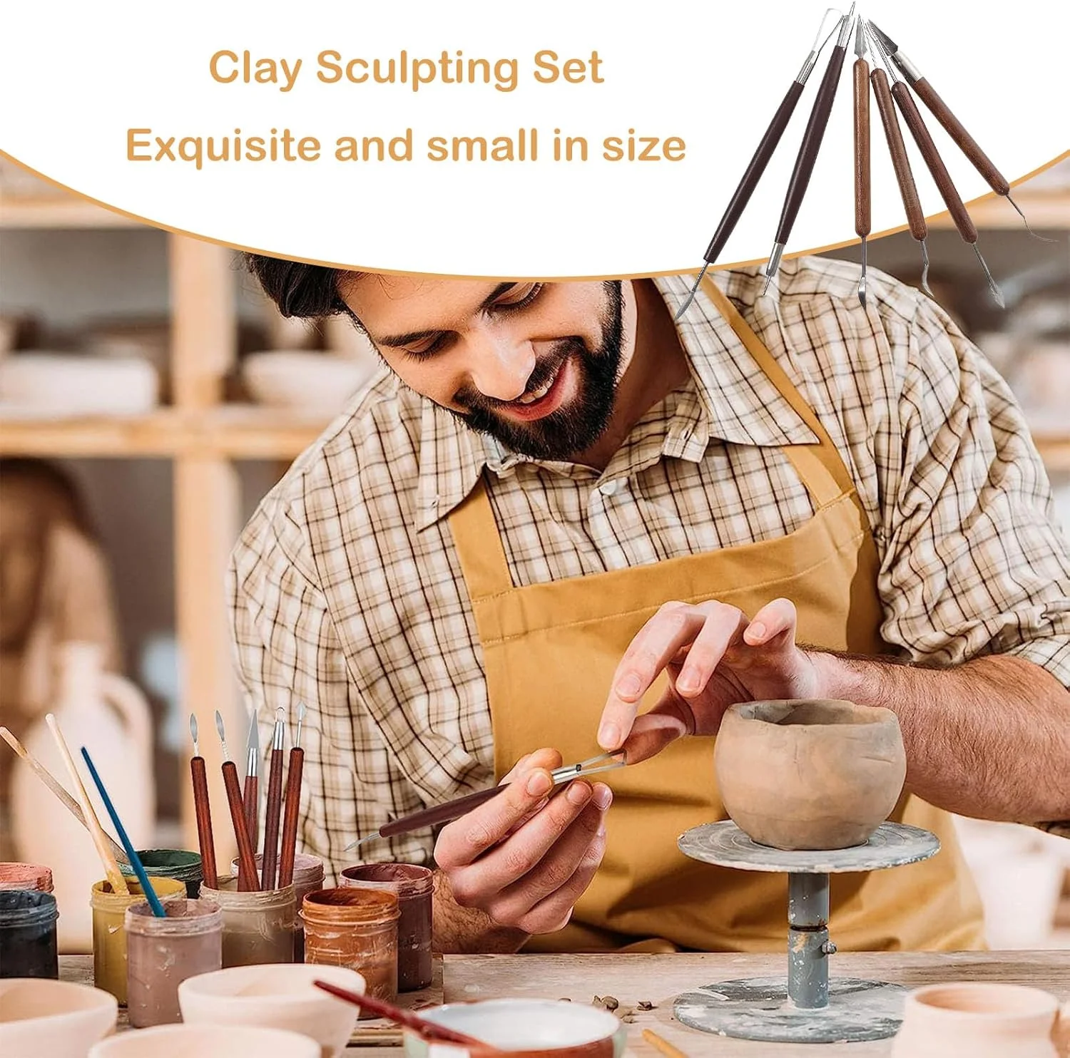 مجموعه 12 عددی ابزار مجسمه سازی GYTFOG، ابزارهای مدل سازی مجسمه سازی خاک رس، ابزارهای خشک کردن خاک رس برای حکاکی هنرهای دستی، ست ابزار خاک رس خشک شونده برای بزرگسالان، کودکان، سفالگری، پخت، ست حکاکی خاک رس DIY