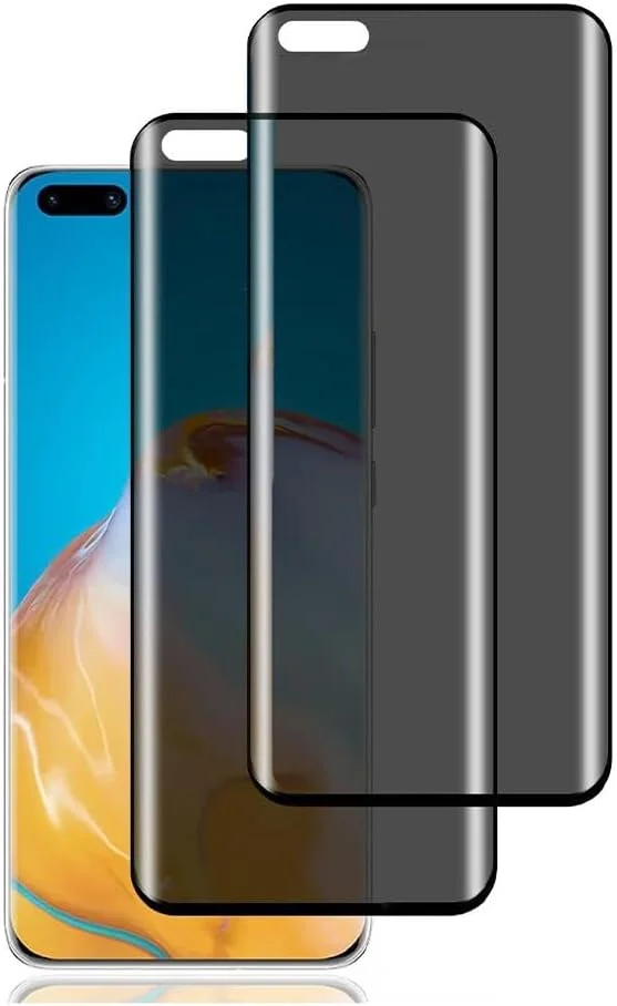 محافظ صفحه نمایش ضد جاسوسی 2 عددی Hkess برای Huawei P40 Pro - محافظ صفحه حریم خصوصی تمام صفحه، فیلم شیشه ای سخت شده سه بعدی، محافظ پوشش کامل ضد خش با سختی 9H