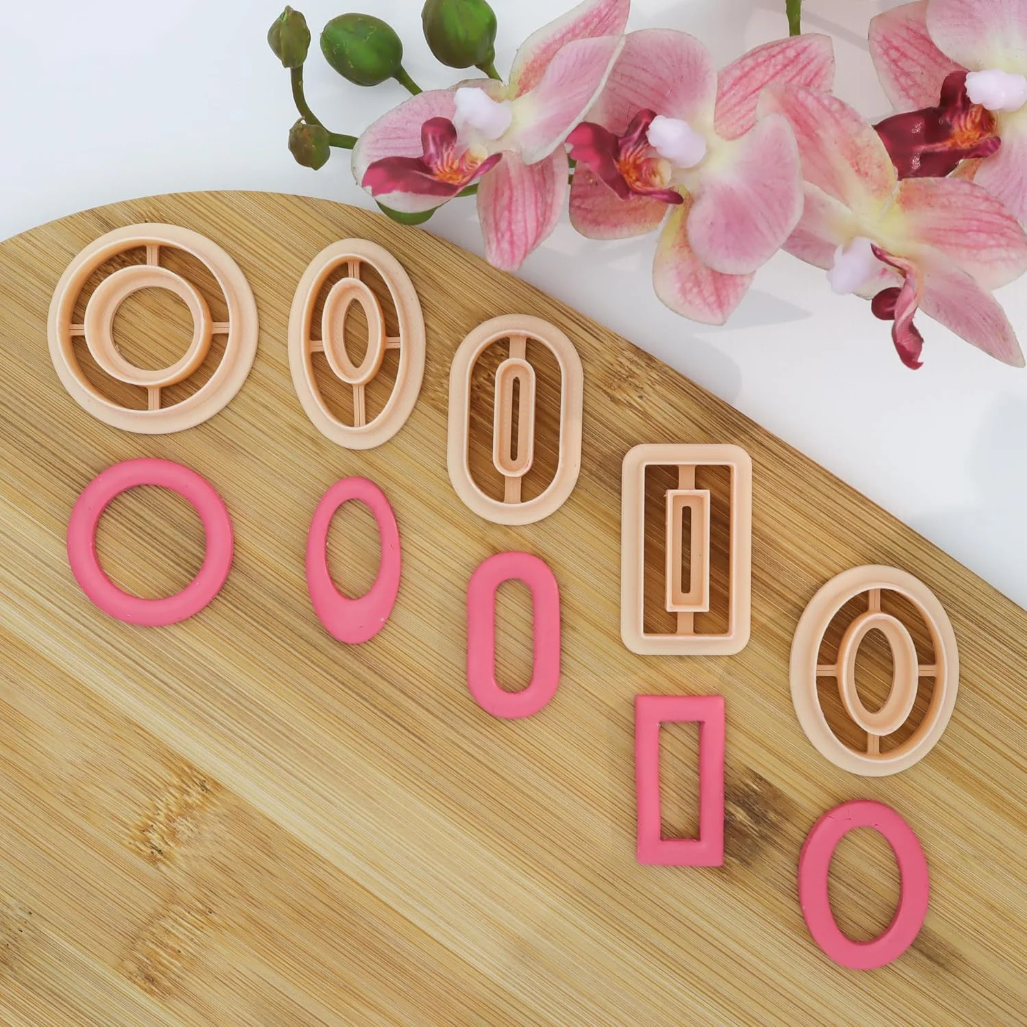 ابزار سفالگری گوتو، برشگرهای خمیر پلیمری بیضی، گرد و مستطیل شکل برای گوشواره، برشگرهای خمیر دونات، مجموعه 5 عددی برشگر خمیر برای ساخت جواهرات